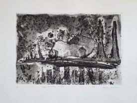 Yago, Post-apocalyptic landscape with dream, 1999, engraving on paper, 70×50, 213